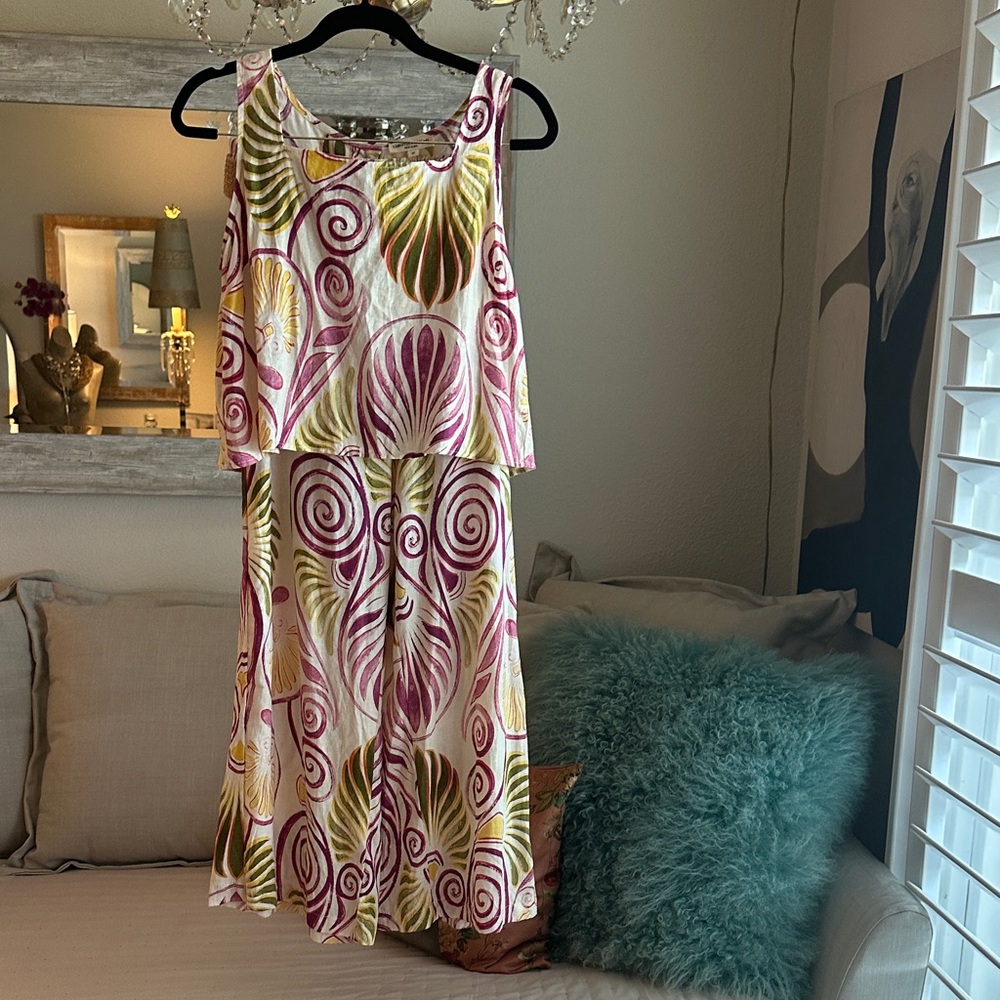 Elegant Multicolor Sleeveless Two Piece Pant Set - Excellent Condition